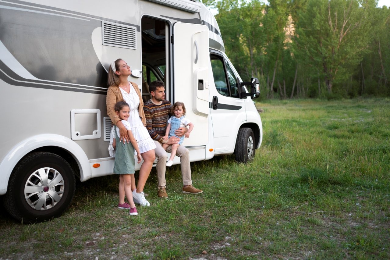 Famiglia in viaggio in camper a noleggio Beltrani
